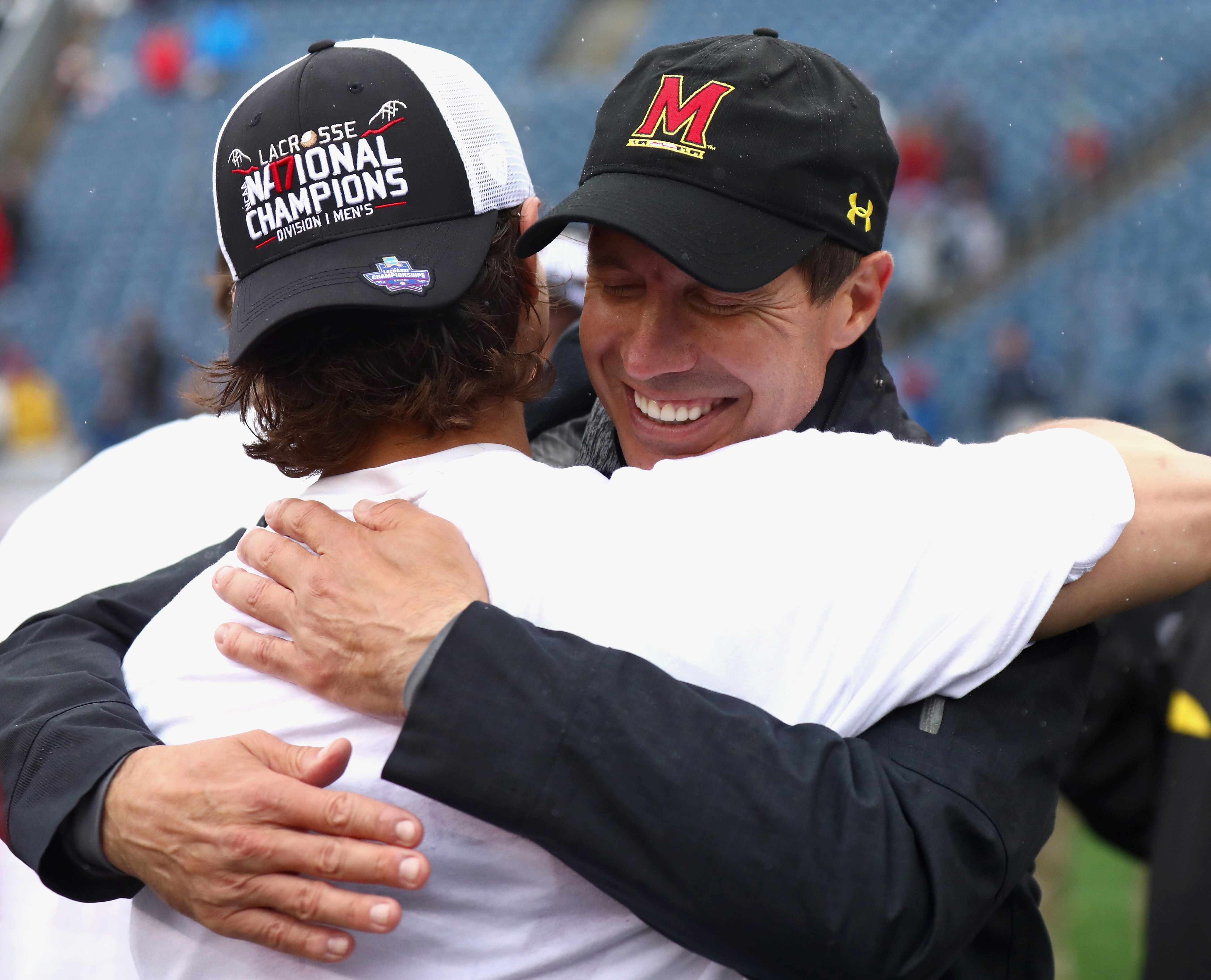 John Tillman, shown here after winning his first national title with the Terps in 2017, returns to Foxborough in search of his third national championship this weekend. 