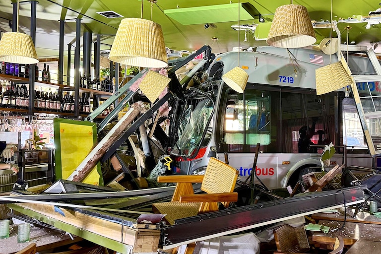 SATURDAY, APRIL 4, 2026 - A crash at 7th and Q Streets in NW DC where a bus was struck by a vehicle, causing it to crash into a building. Three people sustained minor injuries.