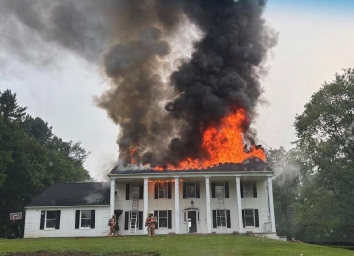 A home in Gaithersburg caught fire on Saturday morning after lightning possibly struck the house on Saturday, July 18, 2026.