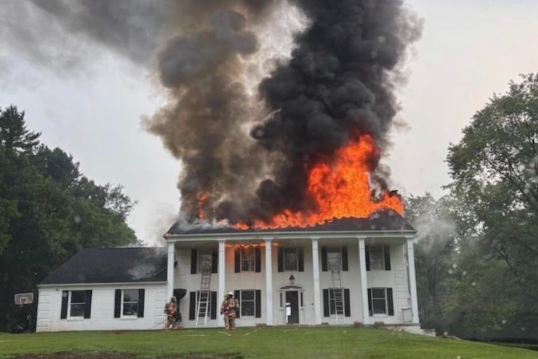 A home in Gaithersburg caught fire on Saturday morning after lightning possibly struck the house on Saturday, July 18, 2026.