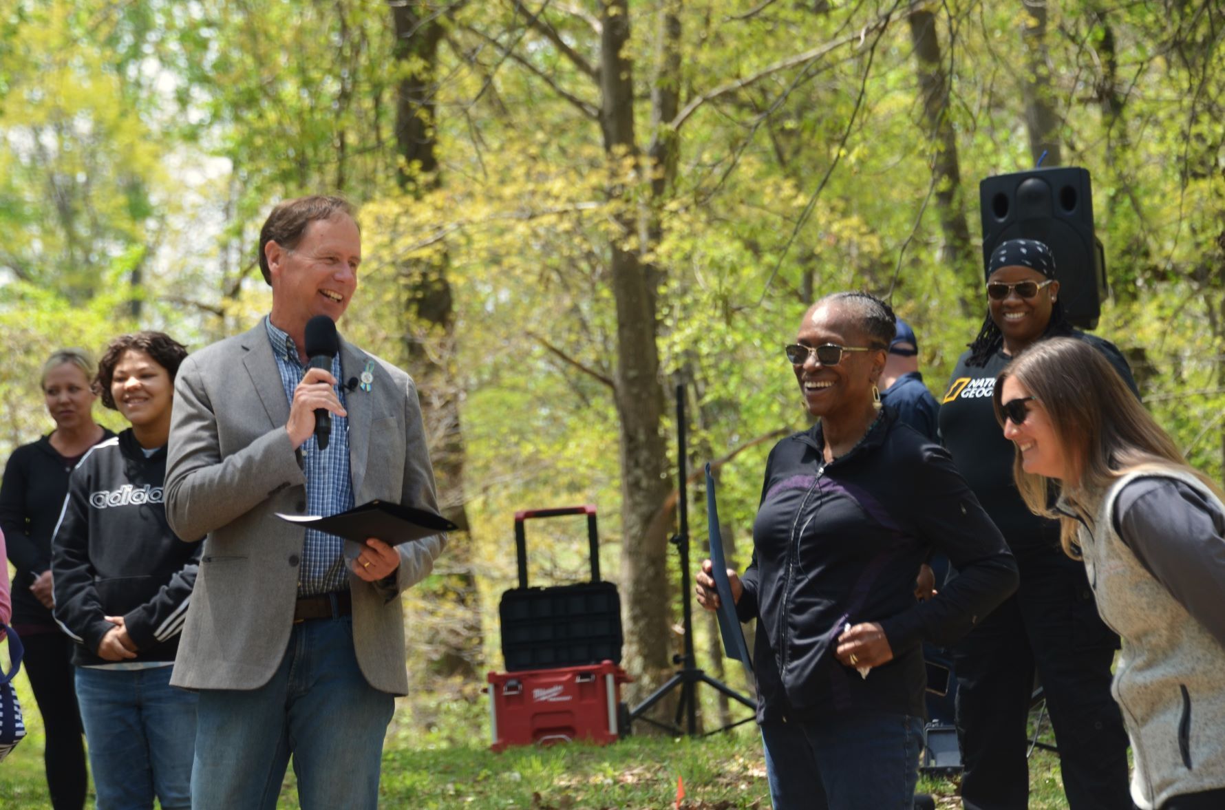 Anne Arundel County Executive Steuart Pittman speaks at the Friends of the Crownsville Patient Cemetery's “Say My Name” Ceremony.