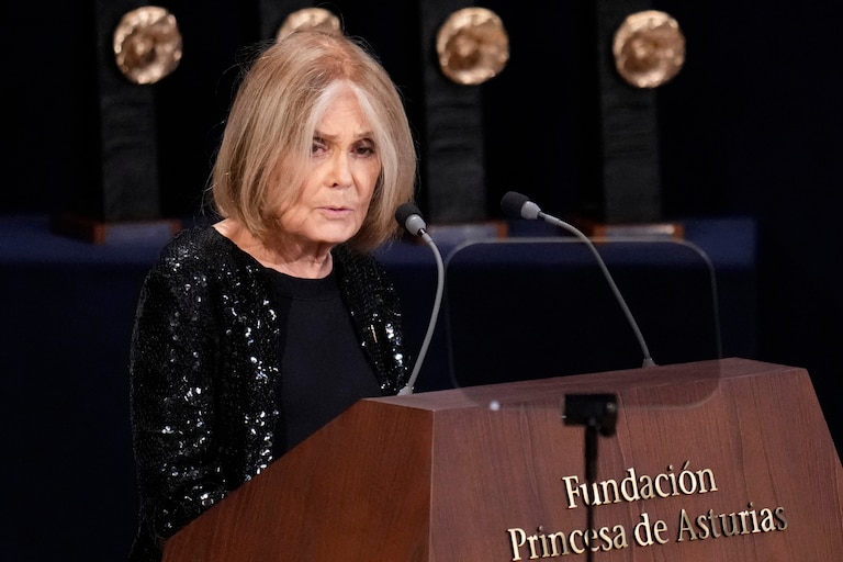 Gloria Steinem speaks during the 2021 Princess of Asturias Awards ceremony in Oviedo, northern Spain, Oct. 22, 2021.