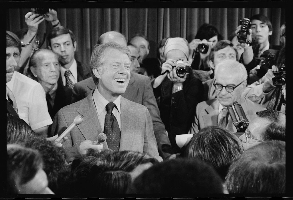 President Jimmy Carter at a press conference in 1977.