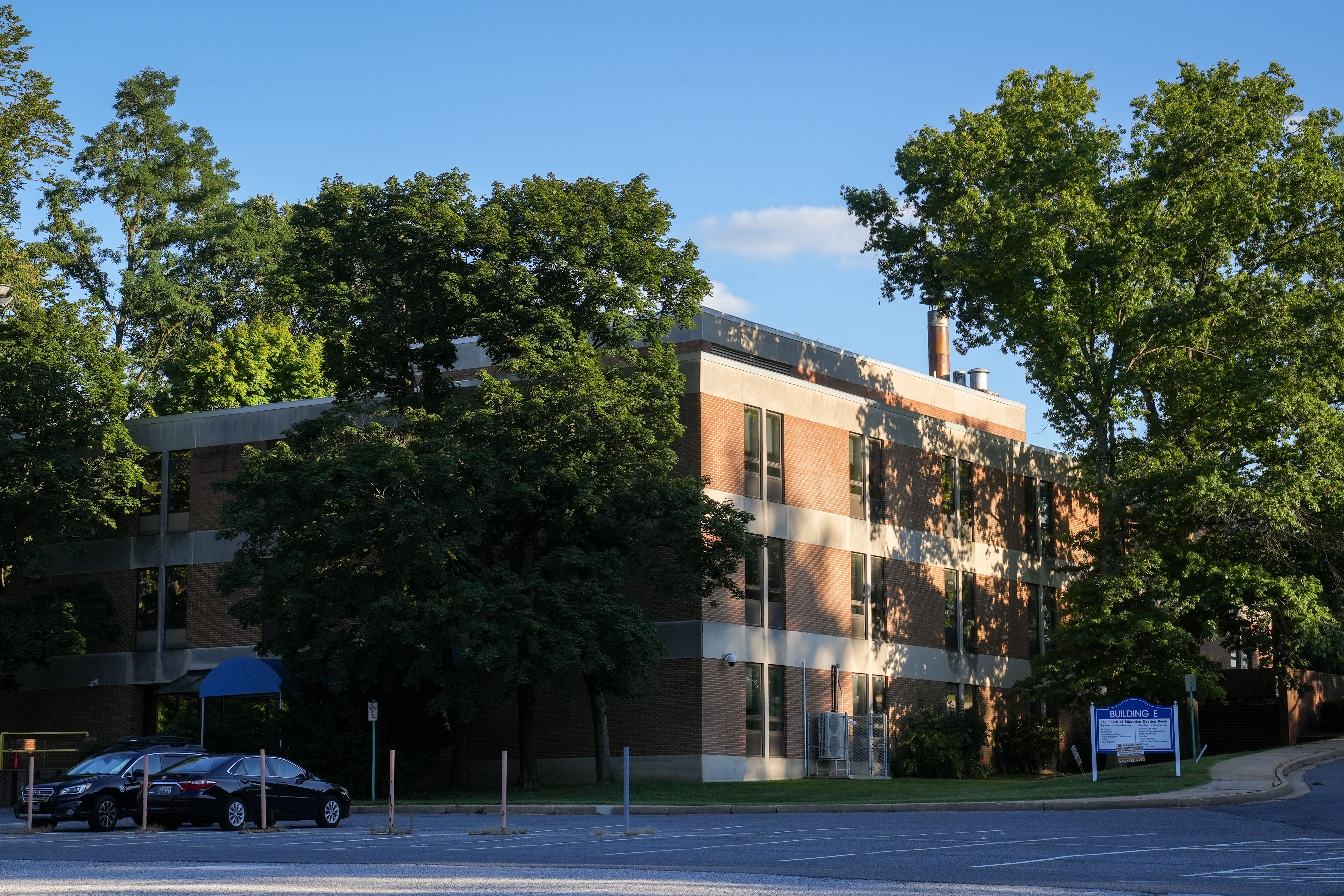The exterior of the Baltimore County Board of Education’s Greenwood Campus meeting location on 8/18/22.