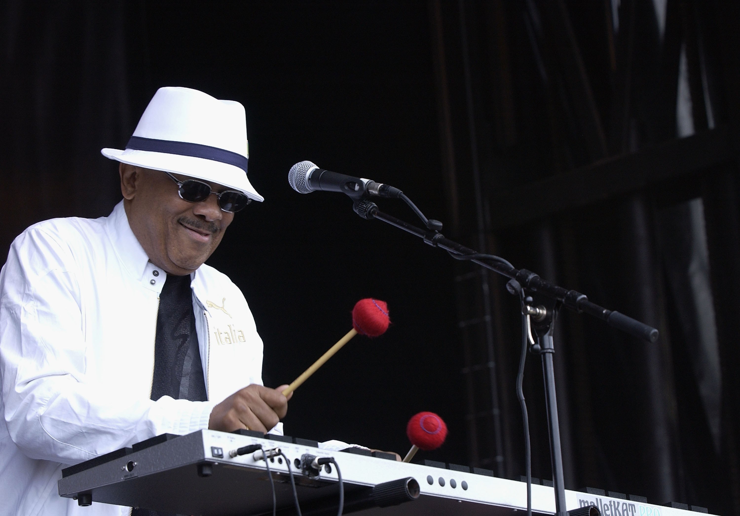Soul and jazz artist Roy Ayers performs live  Rise: London United, an anti-racist festival to celebrate the London's diversity, on July 8, 2006 in London, England. (Photo by Samir Hussein/Getty Images)