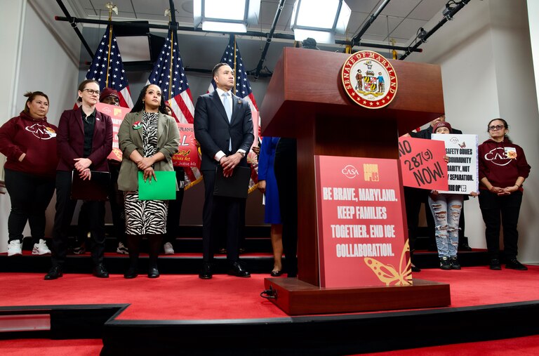 January 22, 2026 - CASA holds a press conference ahead of the hearing for bill SB245, which would prohibit local governments, county sheriffs, or other agencies from entering into immigration enforcement agreements.