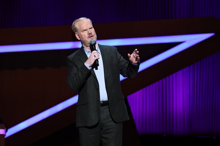 NEW YORK, NEW YORK - NOVEMBER 10: Jim Gaffigan speaks onstage during the 19th Annual Stand Up For Heroes Benefit Presented By Bob Woodruff Foundation And New York Comedy Festival at David Geffen Hall on November 10, 2025 in New York City. (Photo by Jamie McCarthy/Getty Images for Bob Woodruff Foundation)