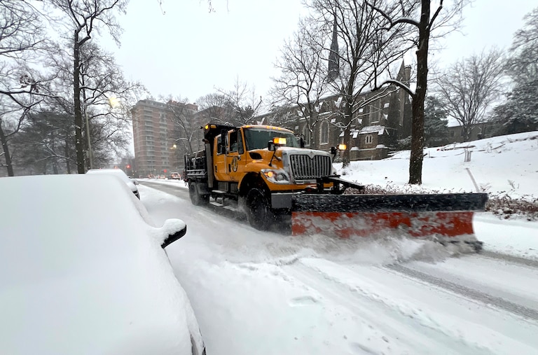 A snow plow on St. Paul Avenue on Monday, January 6, 2025.