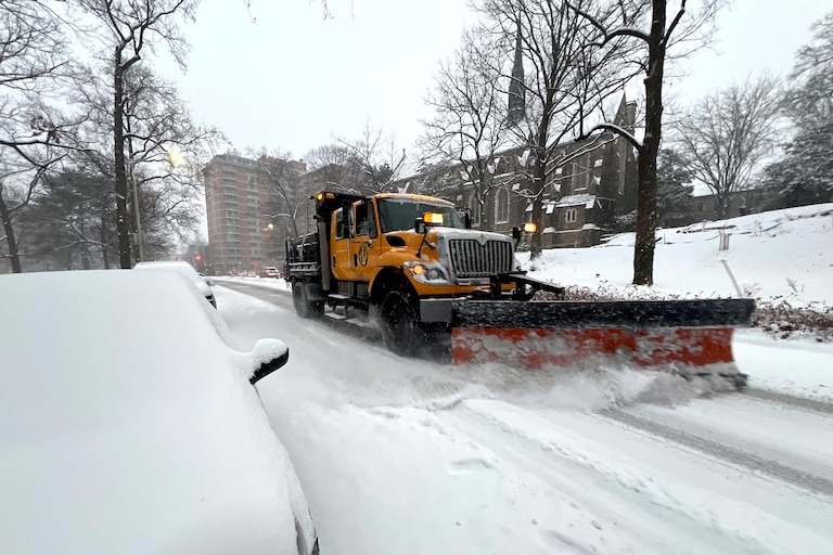 A snow plow on St. Paul Avenue on Monday, January 6, 2025.