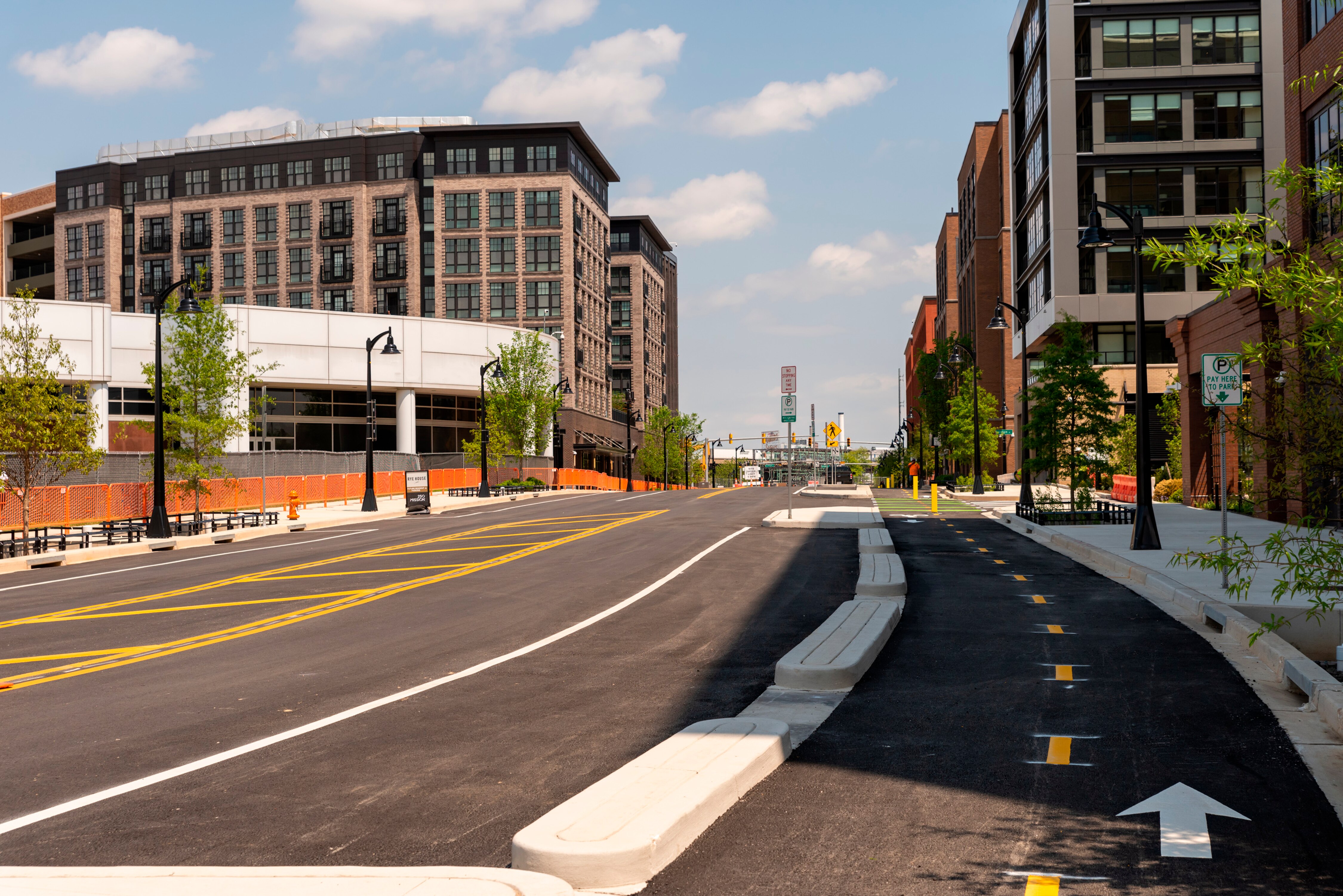 Shown is the view looking northeast along Atlas Street in the Baltimore Peninsula neighborhood.