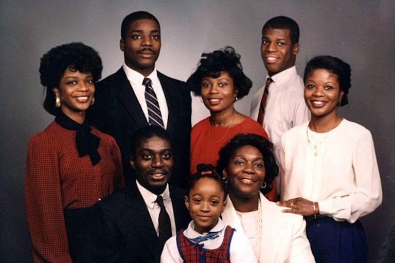 Helen Anderson-Cokley with her children and first grandchild.