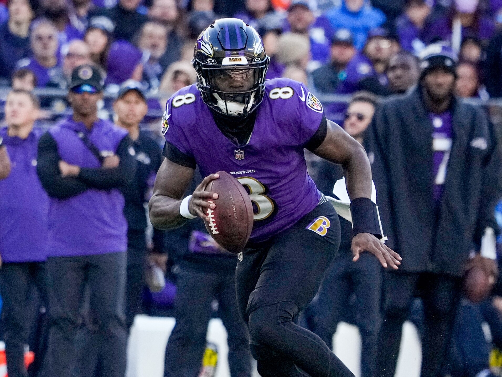Ravens quarterback Lamar Jackson achieved a perfect passer rating Sunday in leading a 41-10 win over the Broncos.