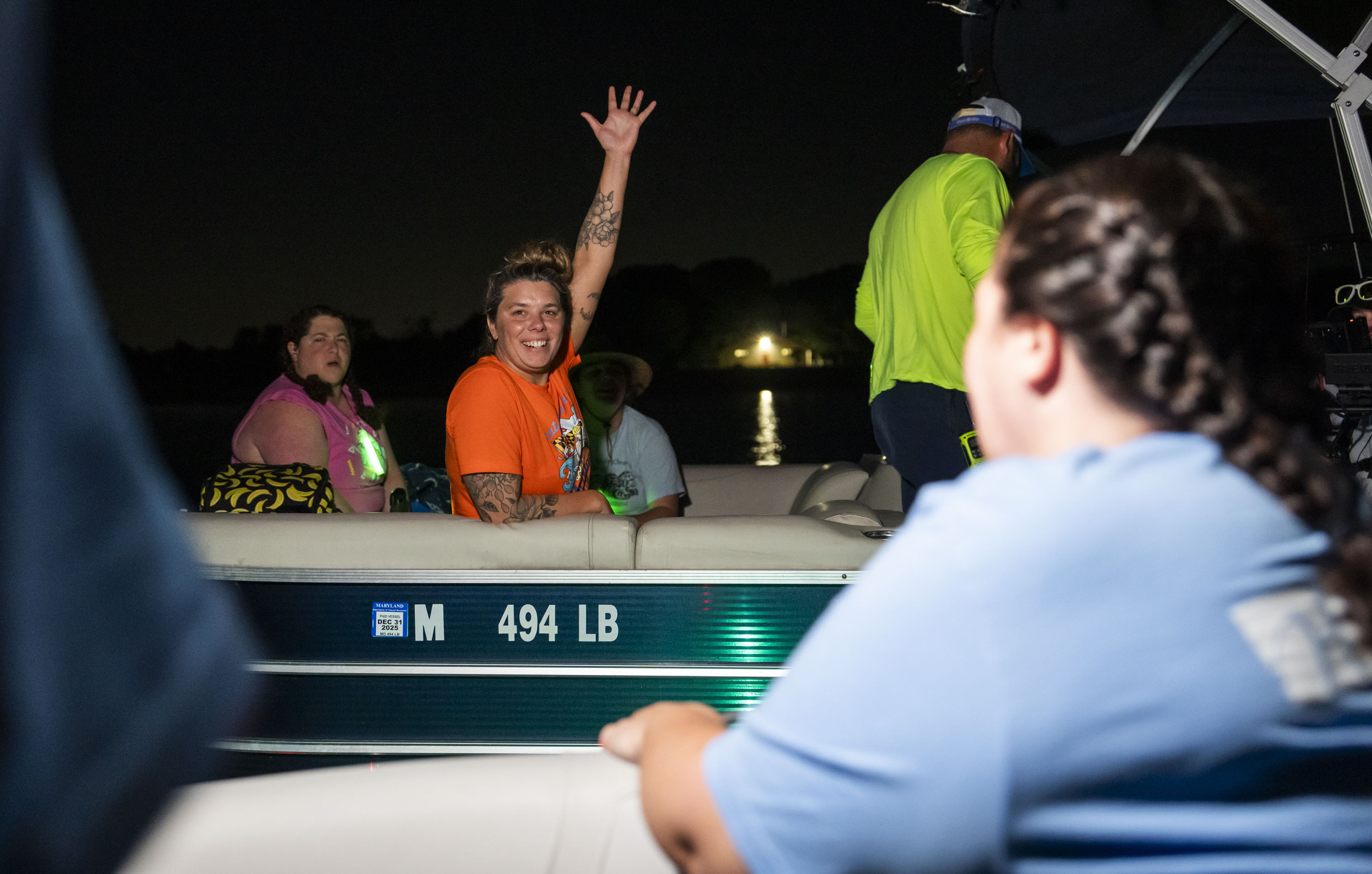 Distance swimmer Katie Pumphrey completed a historic swim in which she swam 24 miles from Sandy Point State Park at the foot of the Chesapeake Bay Bridge to Baltimore's Inner Harbor on June 25, 2024.