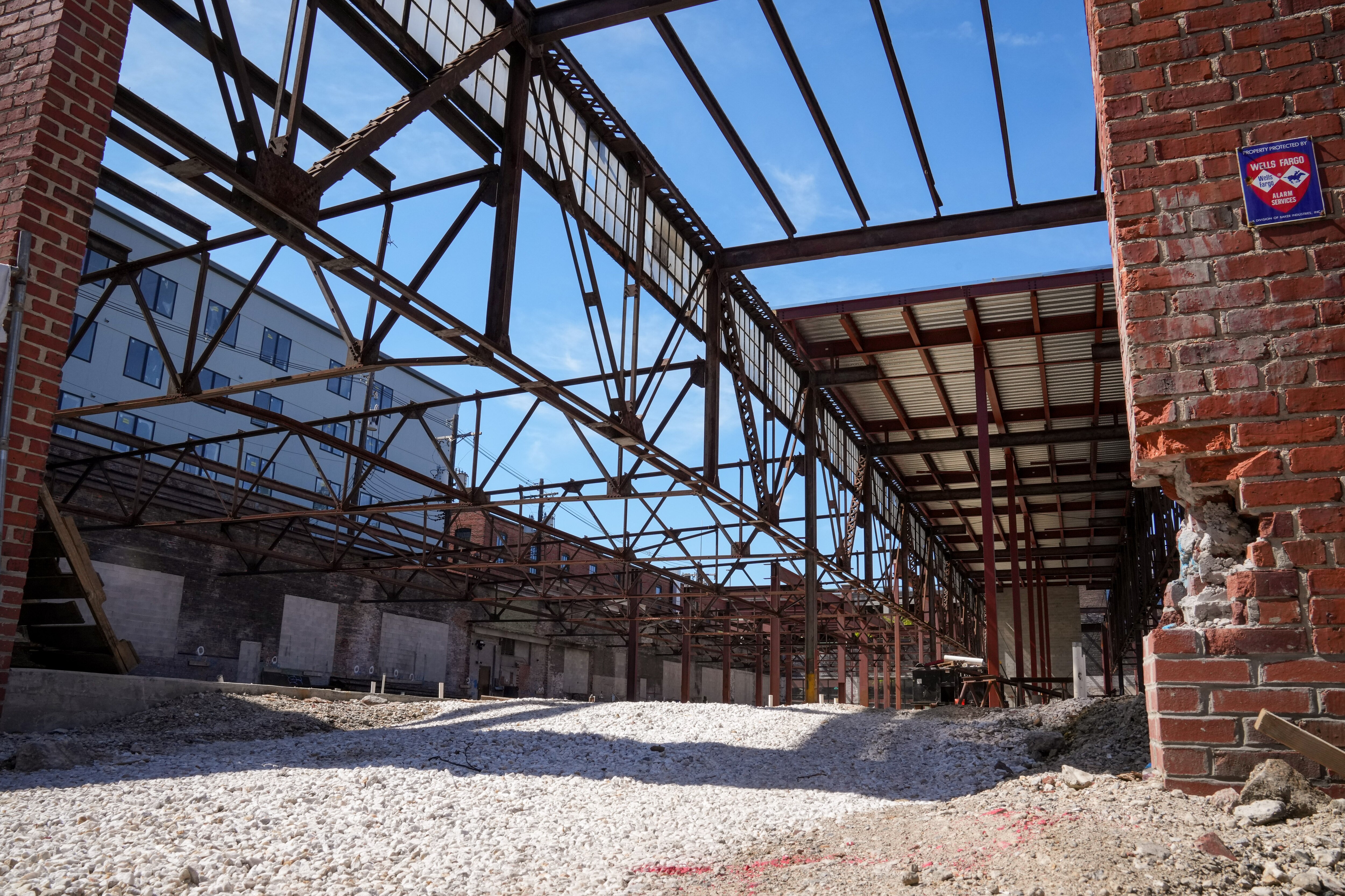 A view from the entryway of a construction site that will become The Whitney, on South Caroline Street in Fells Point.