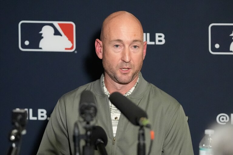 Orioles manager Craig Albernaz speaks during a news conference at the MLB winter meetings on Monday.