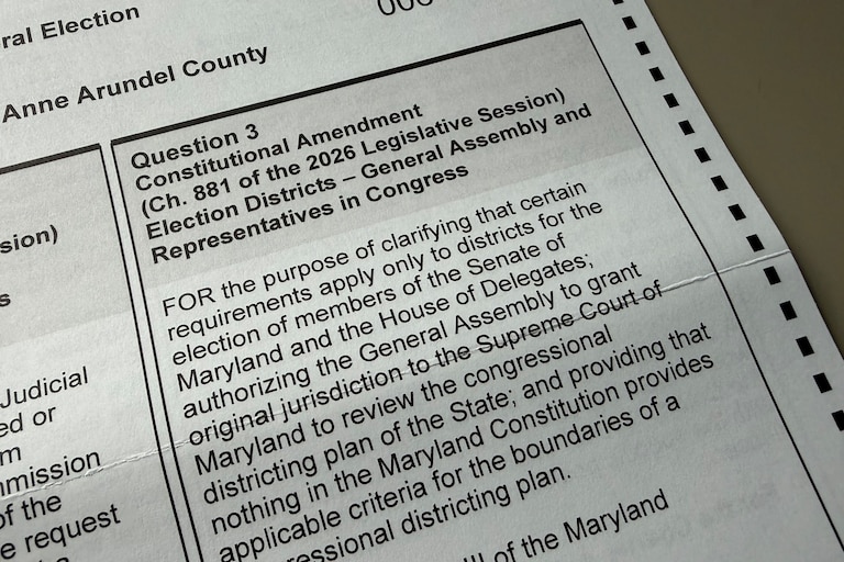 Question 3 on Maryland mail ballot.