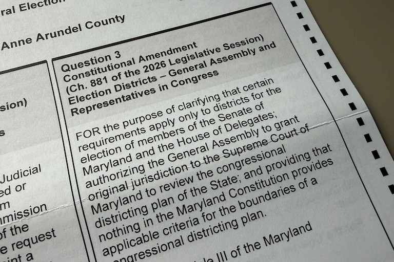 Question 3 on Maryland mail ballot.