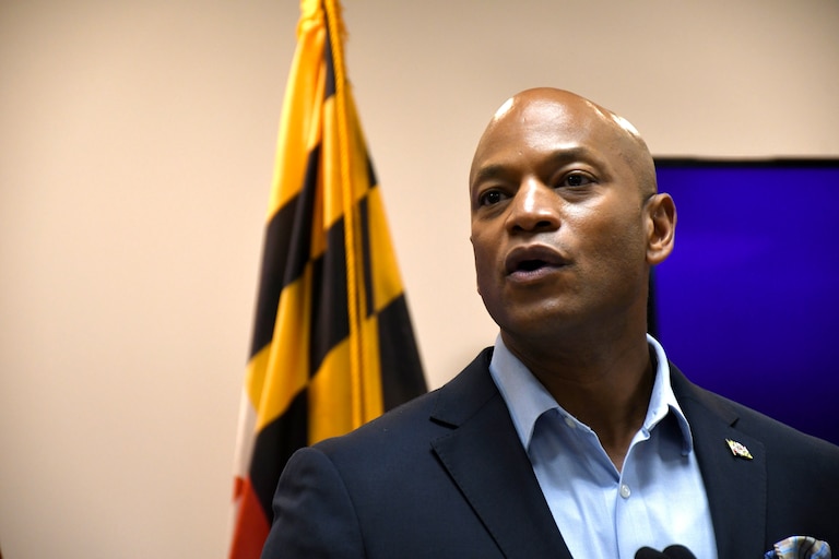 Thursday, July 23, 2026 - Maryland Gov. Wes Moore speaks to reporters after touring the Anne Arundel County Police Department's Real Time Information Center in Crownsville on Thursday.