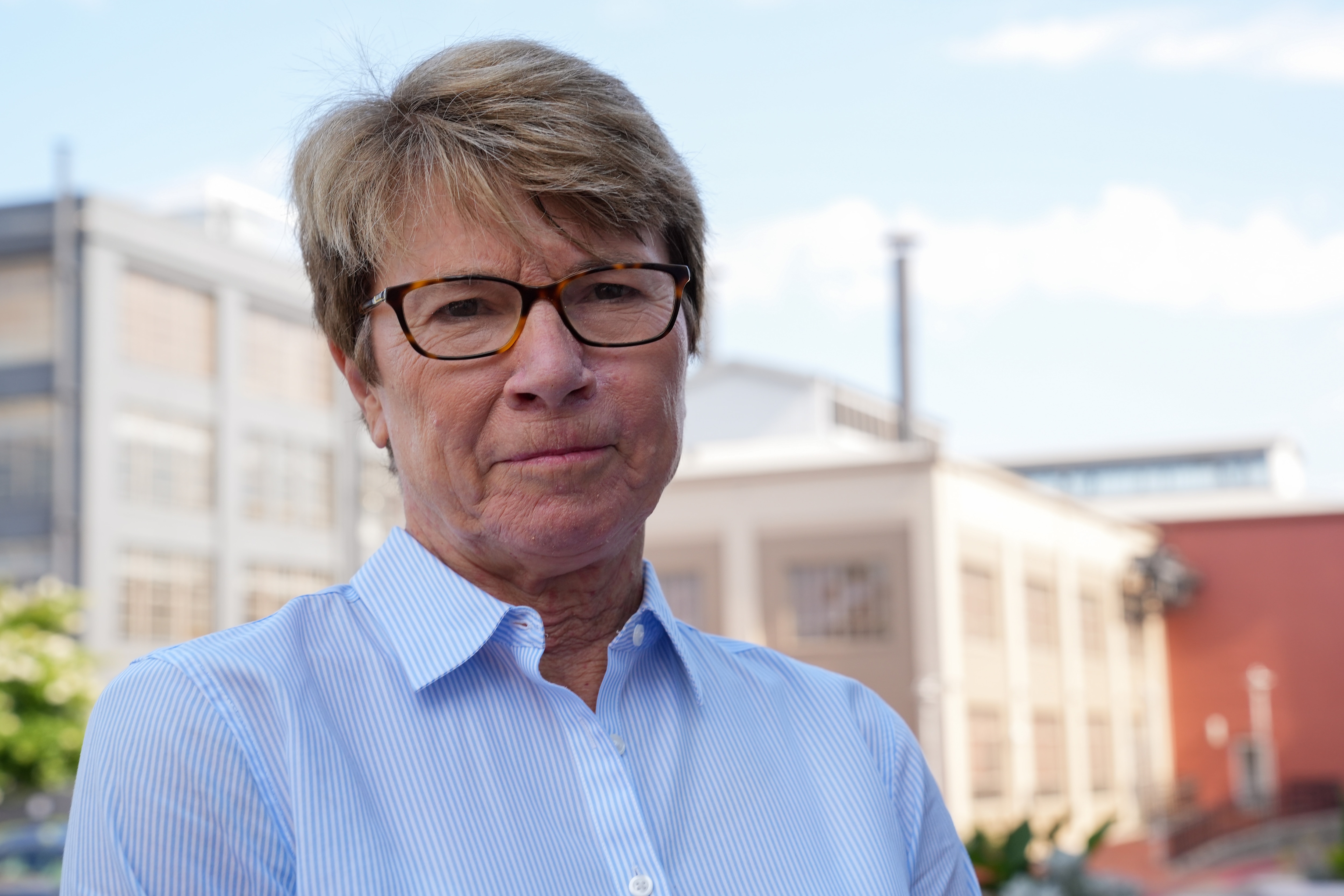 7/1/22—WBAL journalist Jayne Miller stands for a portrait during an interview with a Baltimore Banner reporter.