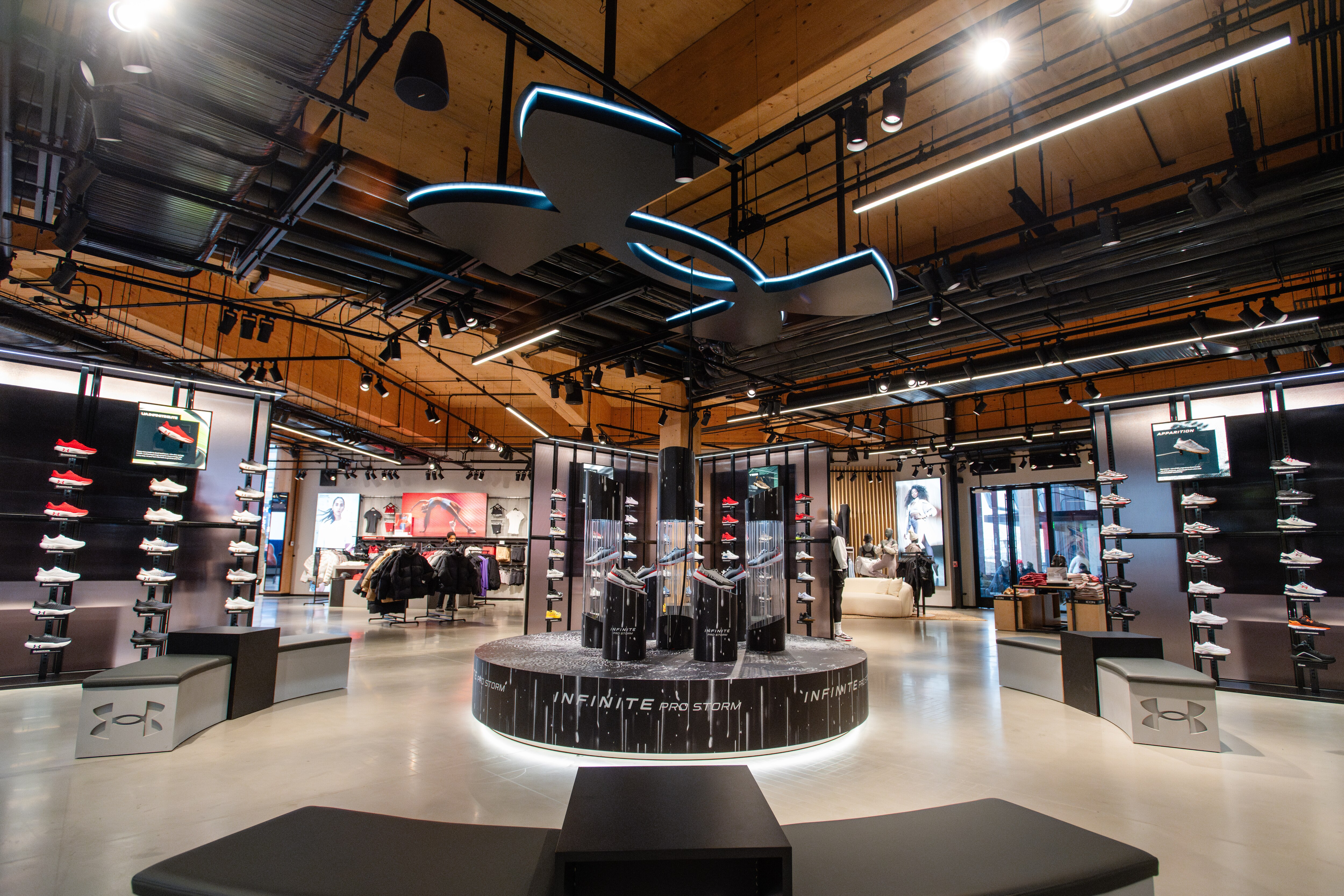 The newly-opened Under Armour store located on the company's Baltimore Peninsula campus during the store's grand opening on December 7, 2024.