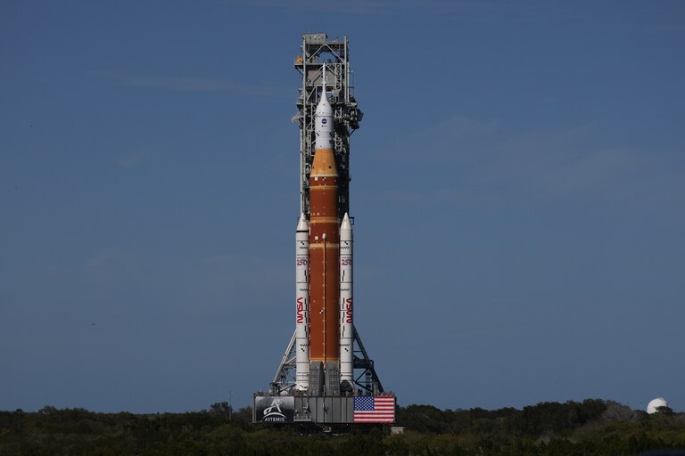 NASA's Artemis II after leaving the Vehicle Assembly Building at NASA’s Kennedy Space Center in Cape Canaveral, Florida.
