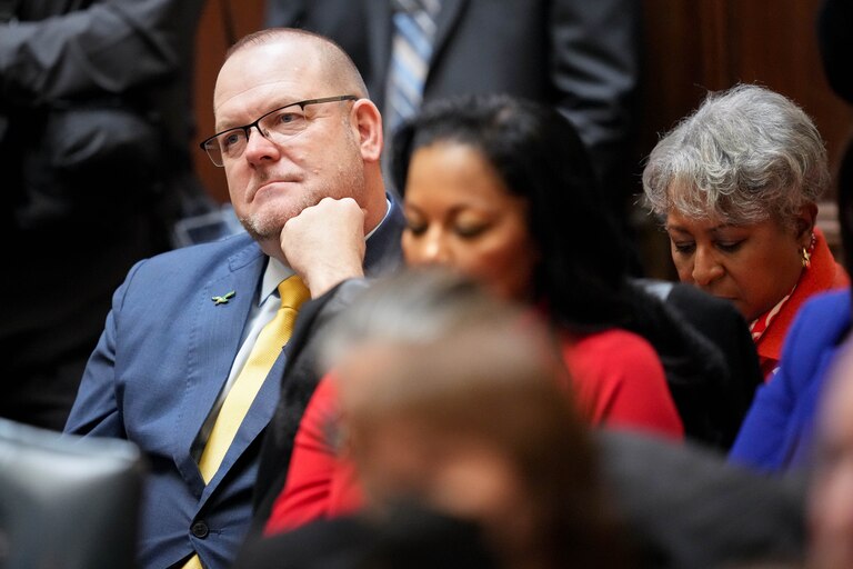 Sen. Bill Folden, a Frederick County Republican, attends Gov. Wes Moore’s State of the State address in the Maryland State House in Annapolis, Md. on Wednesday, February 5, 2025.