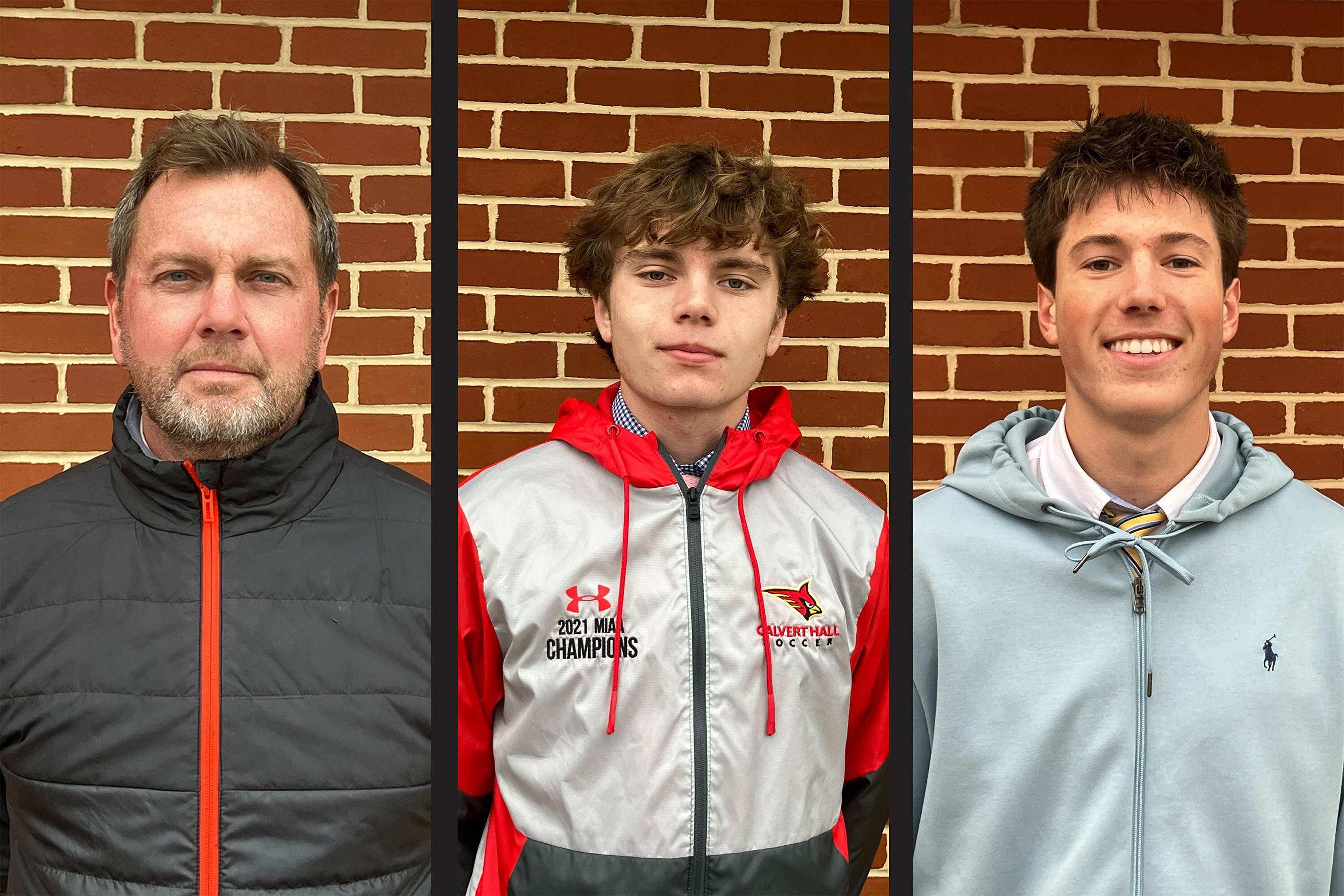From left: Coach of the Year: Rich Zinkand; Player of the Year: Ben Madore; and
Defensive Player of the Year: Josh Nagy
