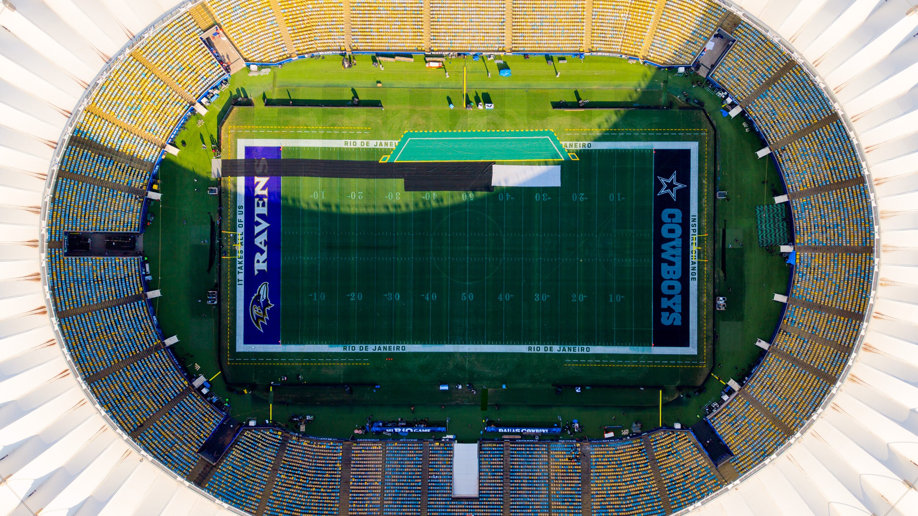 RIO DE JANEIRO, BRAZIL - SEPTEMBER 25: An aerial view of the Maracana Stadium before the NFL Game Baltimore Ravens and Dallas Cowboys on September 25, 2026 in Rio de Janeiro, Brazil. The NFL will be hosting its third game in South America on September 27 at Maracana Stadium. (Photo by Buda Mendes/Getty Images)