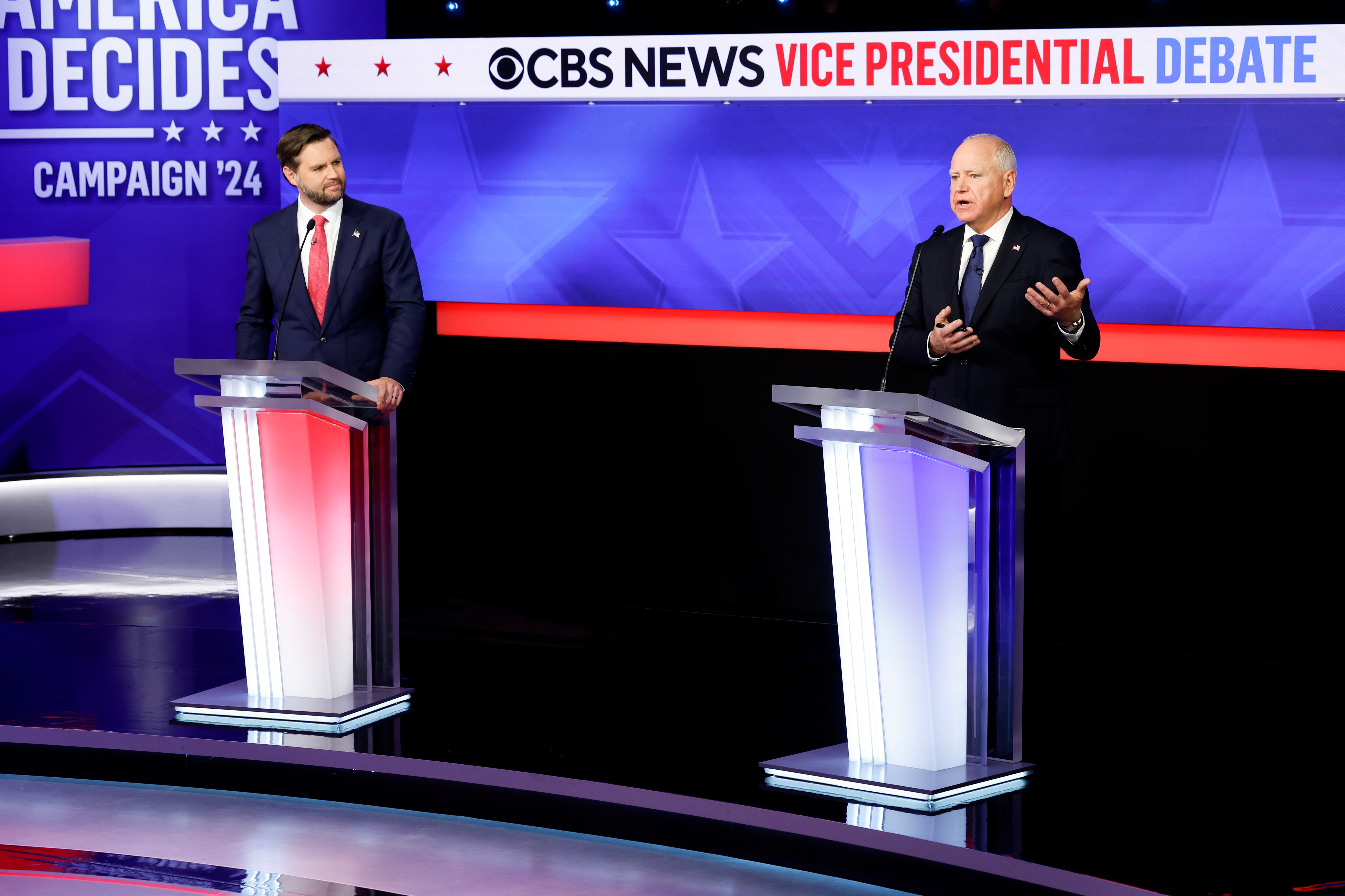 The debate between vice presidential candidates Sen. JD Vance, left, and Gov. Tim Walz, seemed more civil, at least on the surface.