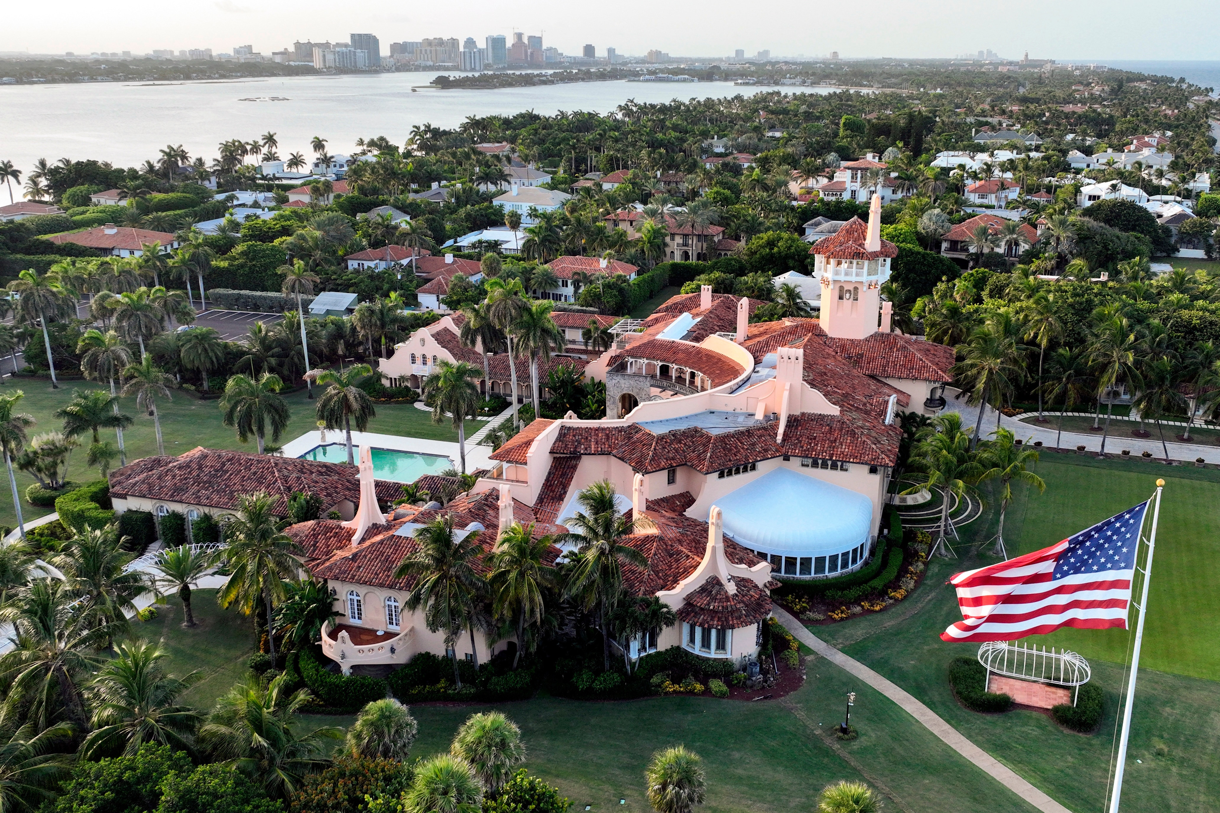 FILE - This is an aerial view of President Donald Trump's Mar-a-Lago estate, Aug. 10, 2022, in Palm Beach, Fla.
