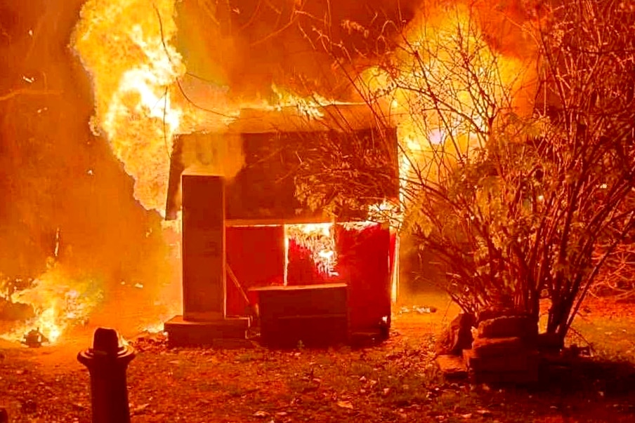 The iconic red shed at the 2000 block of St. Paul Street caught on fire.