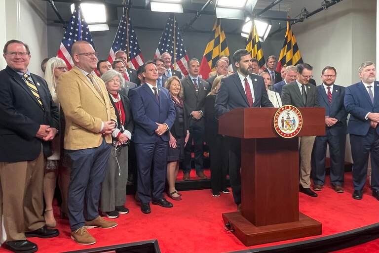 Frederick County Del. Jesse Pippy proposes anti-violent crime legislation alongside Republicans from the Maryland General Assembly on Thursday, March 2, 2023.