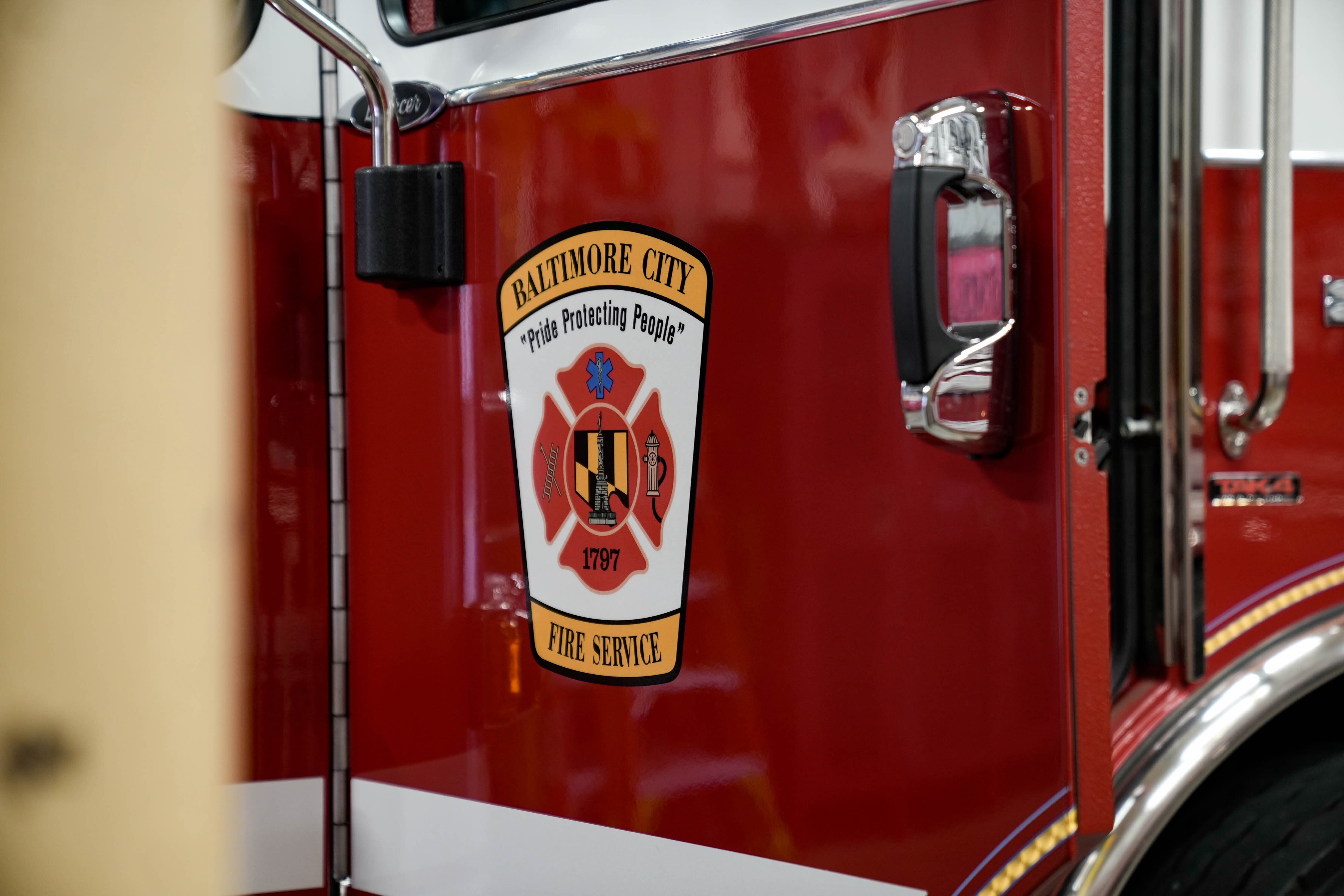 Truck 55 sits in the Baltimore City Fire Department station in Pigtown on Thursday, June 29, 2023.