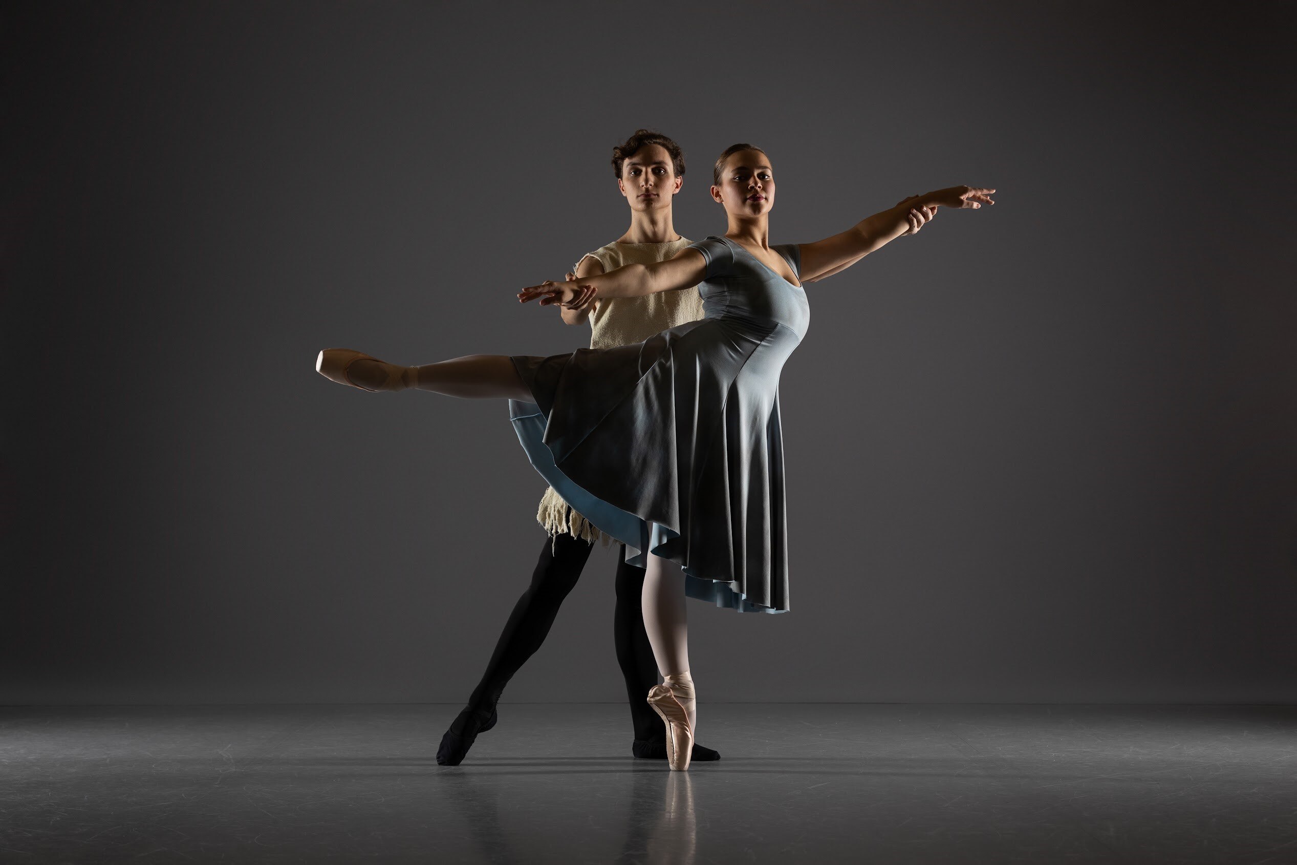 Sean Wheeler, left, and Amalia Kerlish in a scene from Charm City Ballet's "A Christmas Carol."