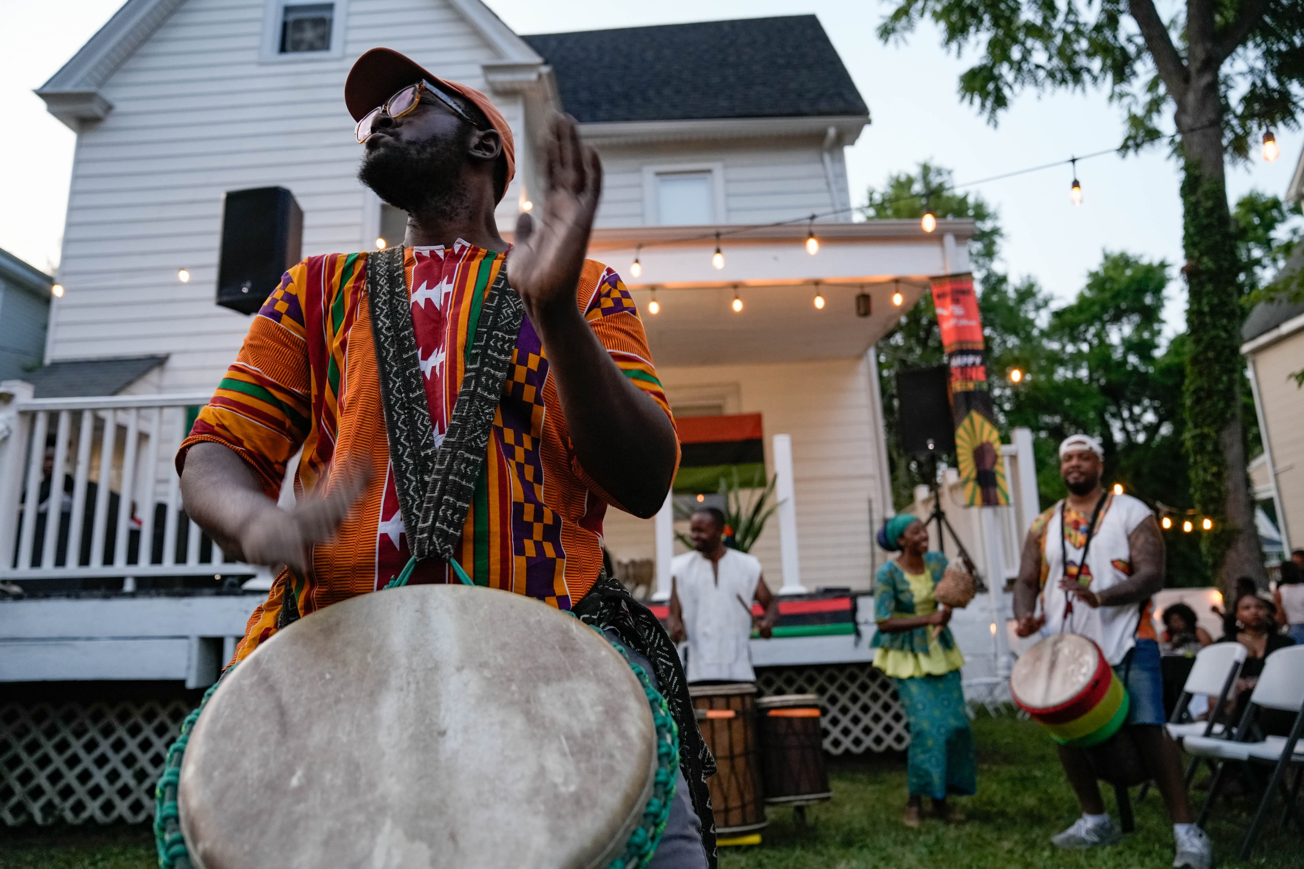 Baltimore performance group Urban Foli plays at Malcolm Ruff's annual Juneteenth celebration on Saturday, June 17, 2023.