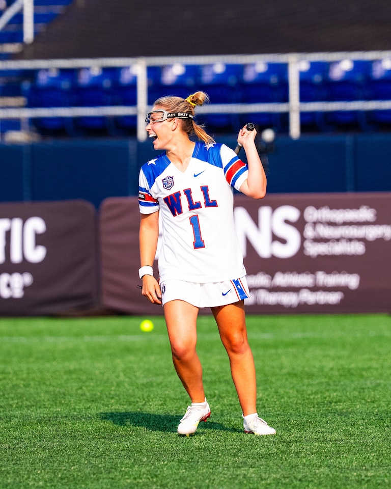 Defender Abby Bosco of the Maryland Charm plays in the WLL All-Star Game at the Navy-Marine Corps Memorial Stadium in Annapolis on July 5.