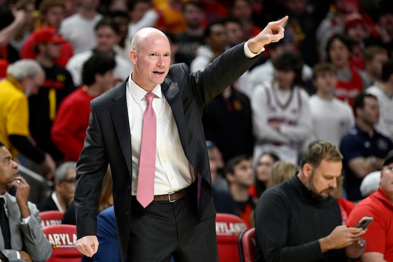 COLLEGE PARK, MARYLAND - FEBRUARY 16: Head coach Kevin Willard of the Maryland Terrapins watches the game in the first half against the Purdue Boilermakers at Xfinity Center on February 16, 2023 in College Park, Maryland.