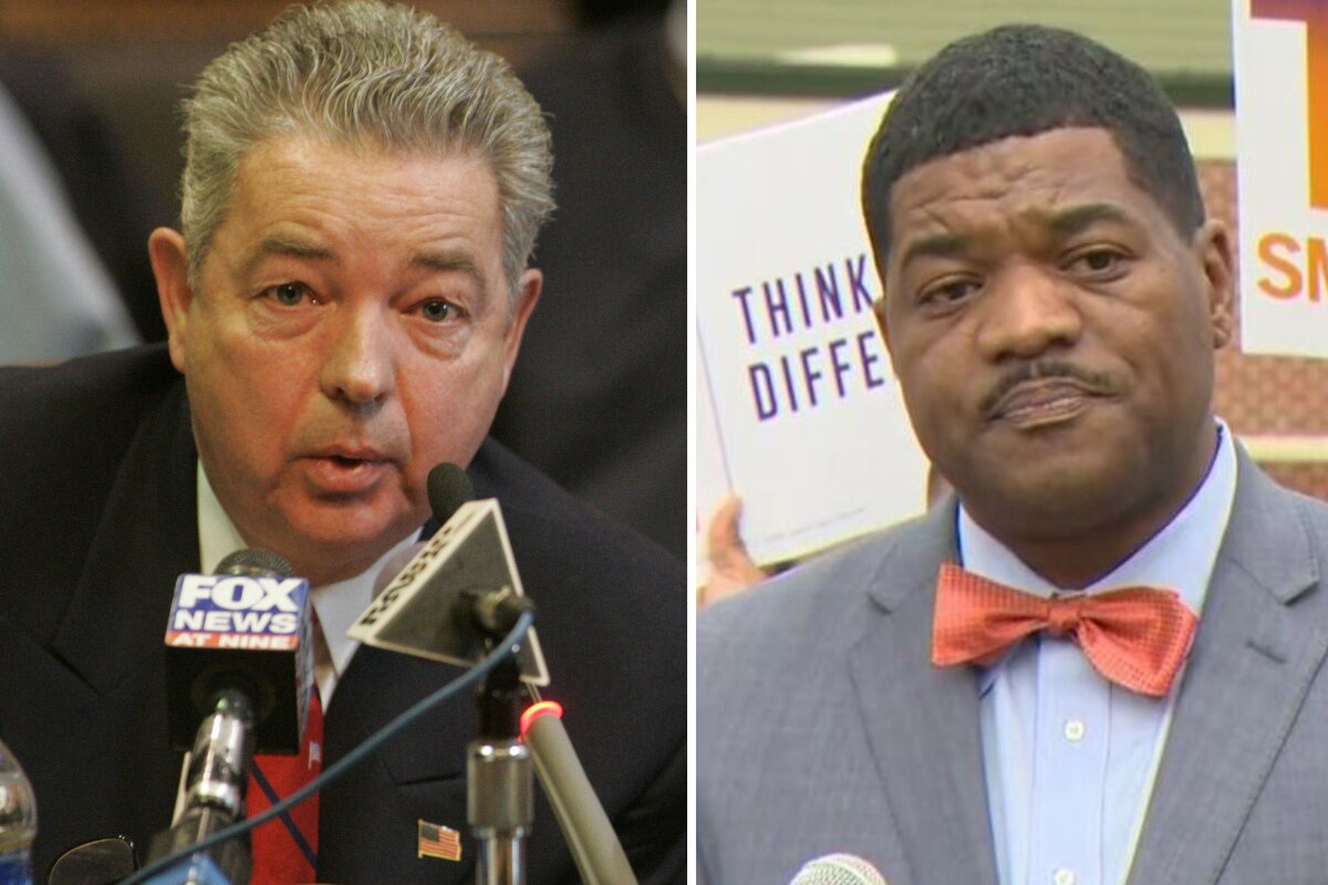Sinclair Broadcast Group President and CEO David Smith, left, financed a lawsuit against former mayoral candidate T.J. Smith, right.