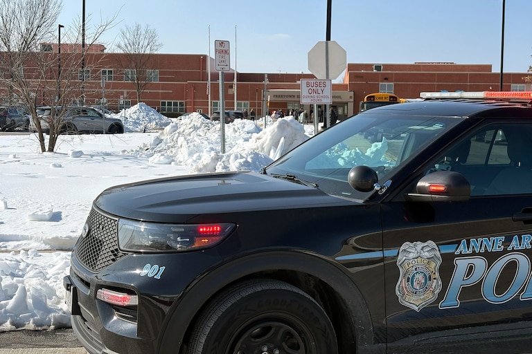 FEBRUARY 4, 2026 -Anne Arundel County police car seen outside of Freetown Elementary School in Glen Burnie.