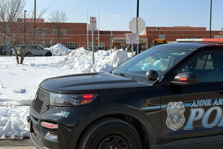 FEBRUARY 4, 2026 -Anne Arundel County police car seen outside of Freetown Elementary School in Glen Burnie.
