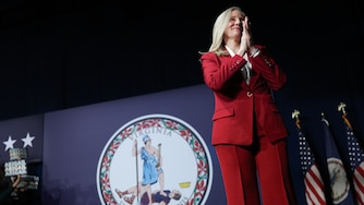 RICHMOND, VIRGINIA - NOVEMBER 04: Virginia Democratic gubernatorial candidate, former U.S. Rep. Abigail Spanberger celebrates as she takes the stage during her election-night rally at the Greater Richmond Convention Center on November 04, 2025 in Richmond, Virginia. Spanberger defeated Republican gubernatorial candidate Lt. Gov. Winsome Earle-Sears to become the first female governor in the commonwealth’s history in an election that was seen as a national political bellwether leading into the midterms. (Photo by Win McNamee/Getty Images)