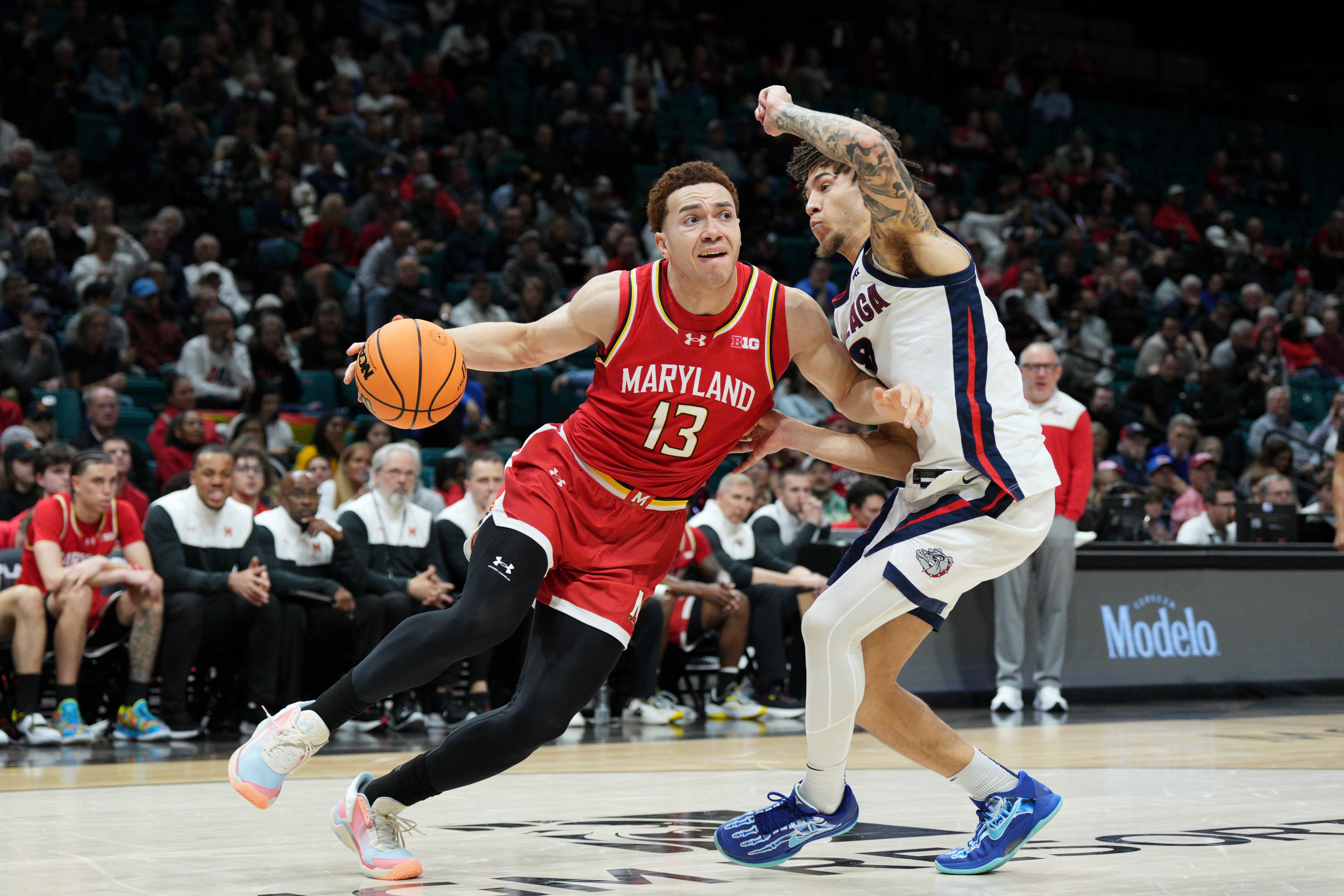 Elijah Saunders, pictured against Gonzaga, scored 13 points for the Terps on Saturday.