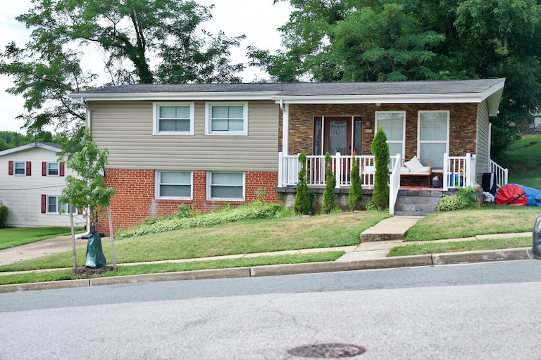 July 8, 2026 - Views of 6102 Talles Road where Baltimore County Police are investigating a double shooting that left two juveniles, ages 9 and 15, dead.