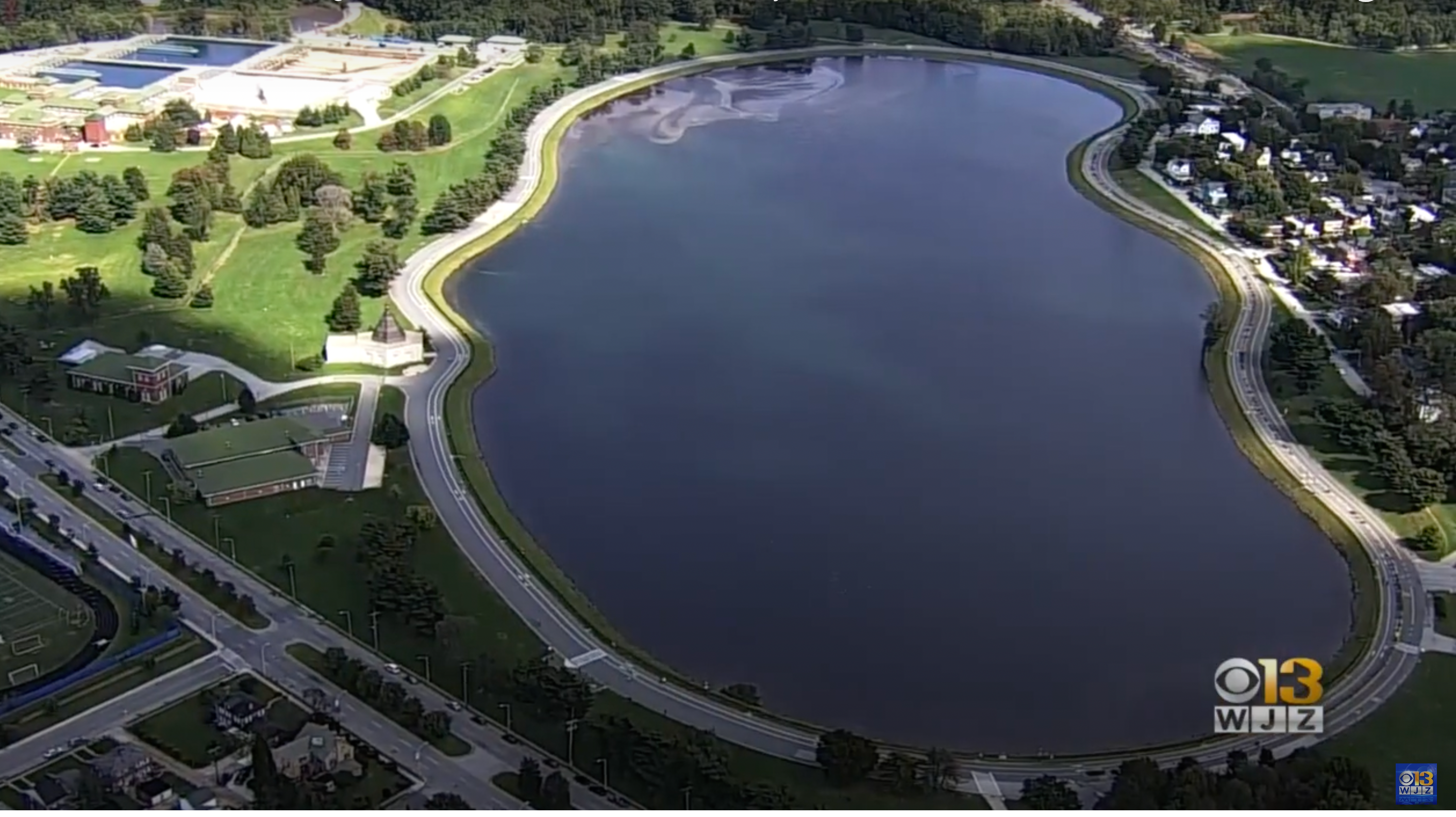Screenshot of a WJZ segment about Lake Montebello.