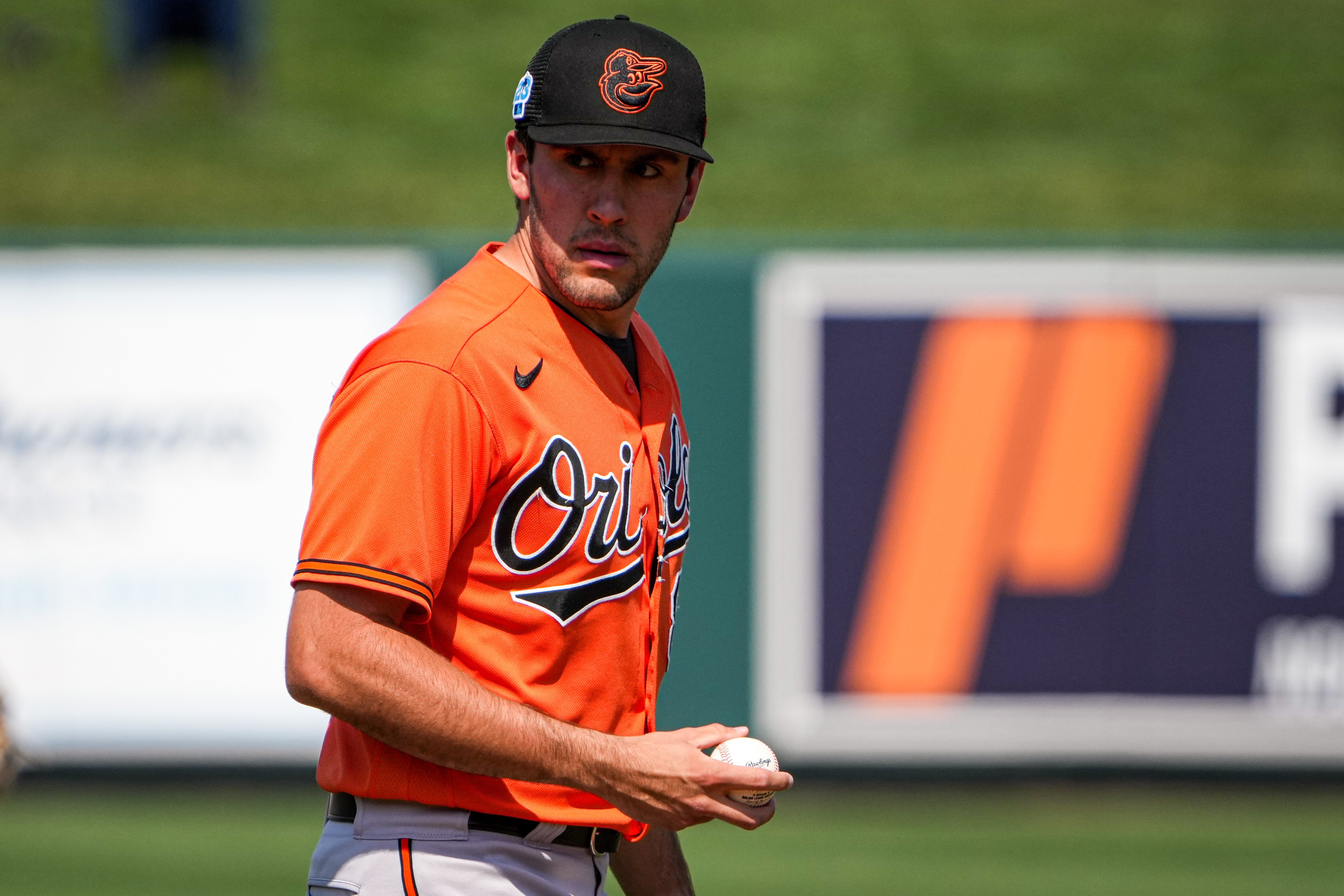 Grayson Rodriguez (85) takes the pitcher’s mound at Publix Field at Joker Marchant Stadium in the first inning of a game against the Detroit Tigers on 3/2/23. The Baltimore Orioles traveled to Lakeland to play the Tigers in the Florida Grapefruit League.
