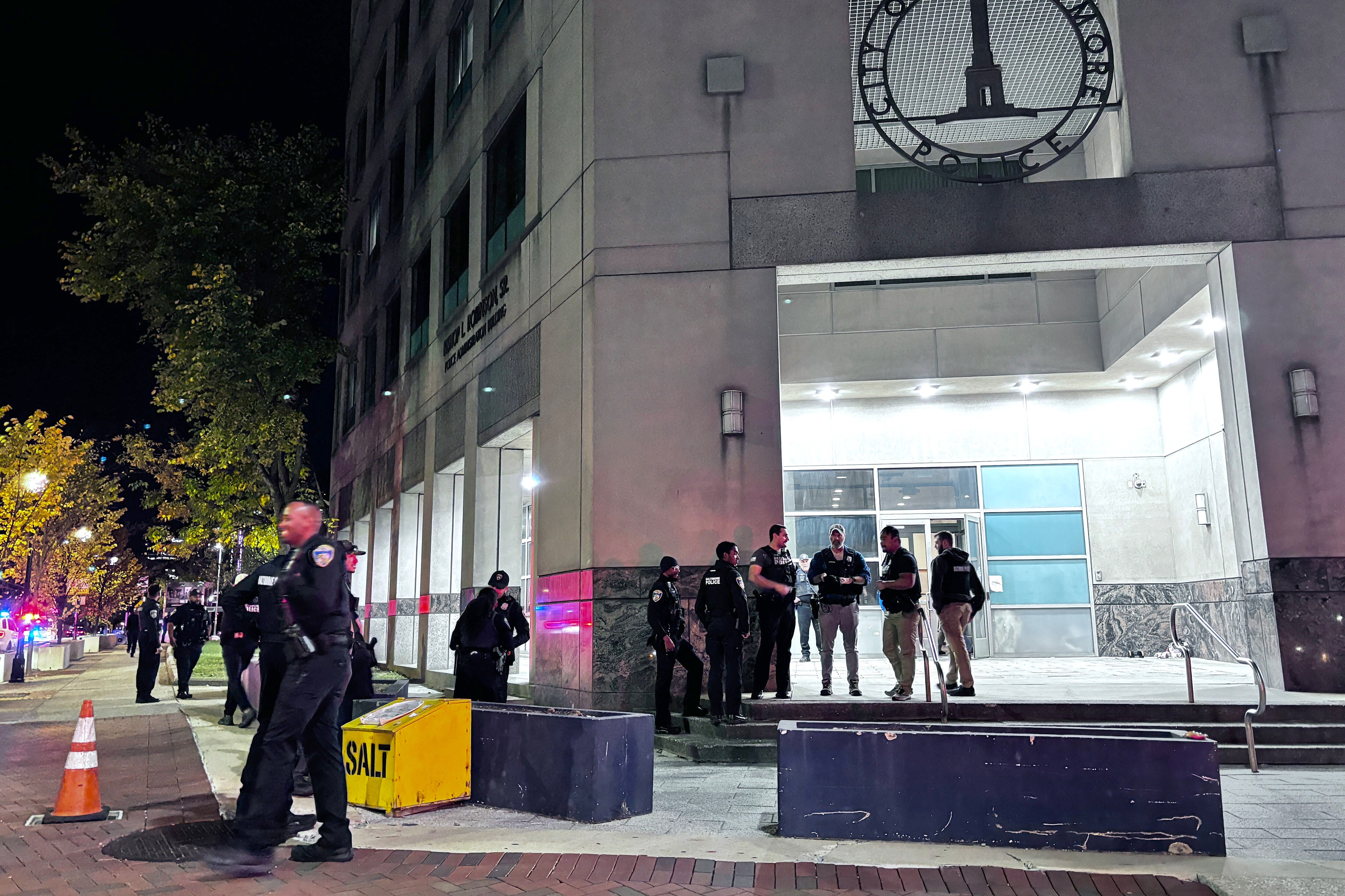 THURSDAY, OCTOBER 23, 2026 - Two people are facing charges after a planned demonstration outside Baltimore Police headquarters Thursday night escalated, police said.