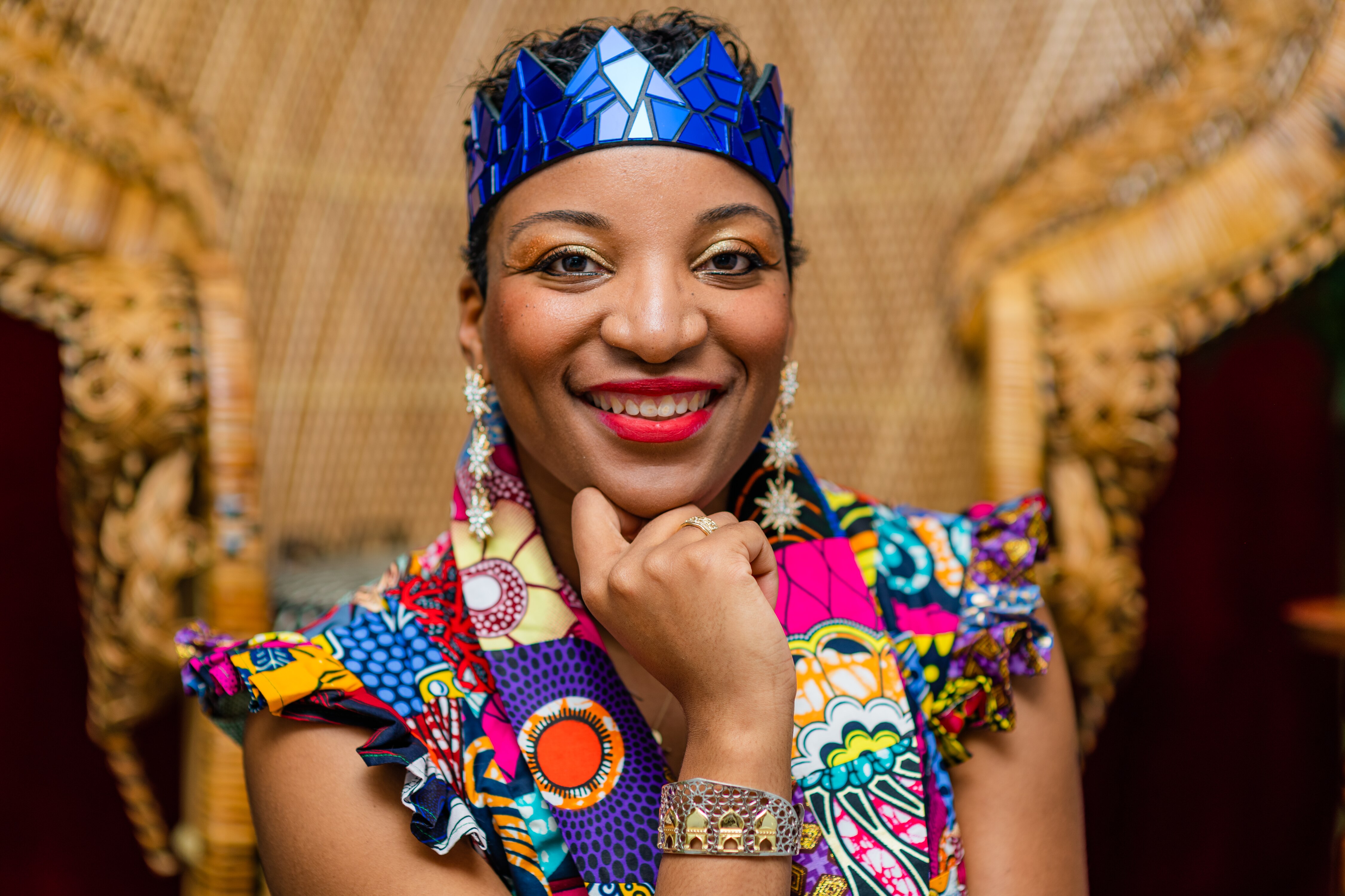 The Culture Queen, Jessica Smith Hebron, takes a portrait in her Baltimore home, on February 1st, 2023. Hebron was nominated for a grammy in 2022.