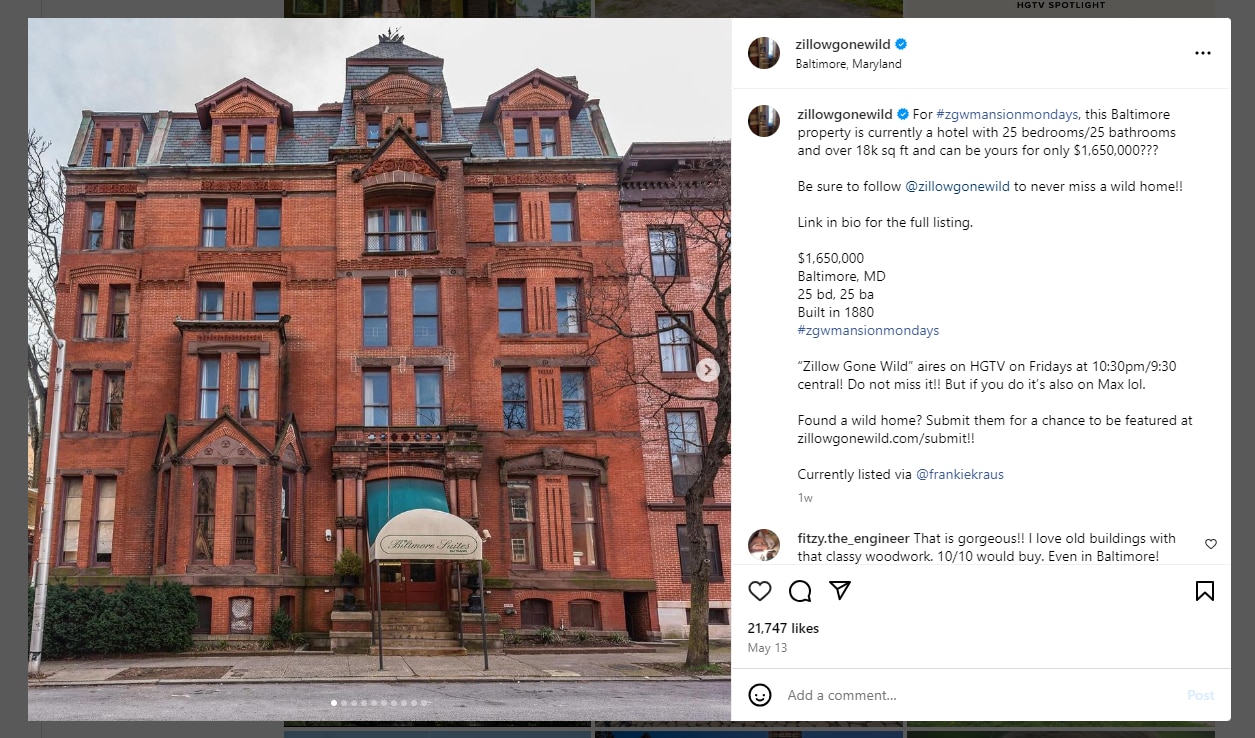 The Mount Vernon building was built in 1880 and for many years was reportedly used as a boarding house for female students at the Maryland Institute College of Art.