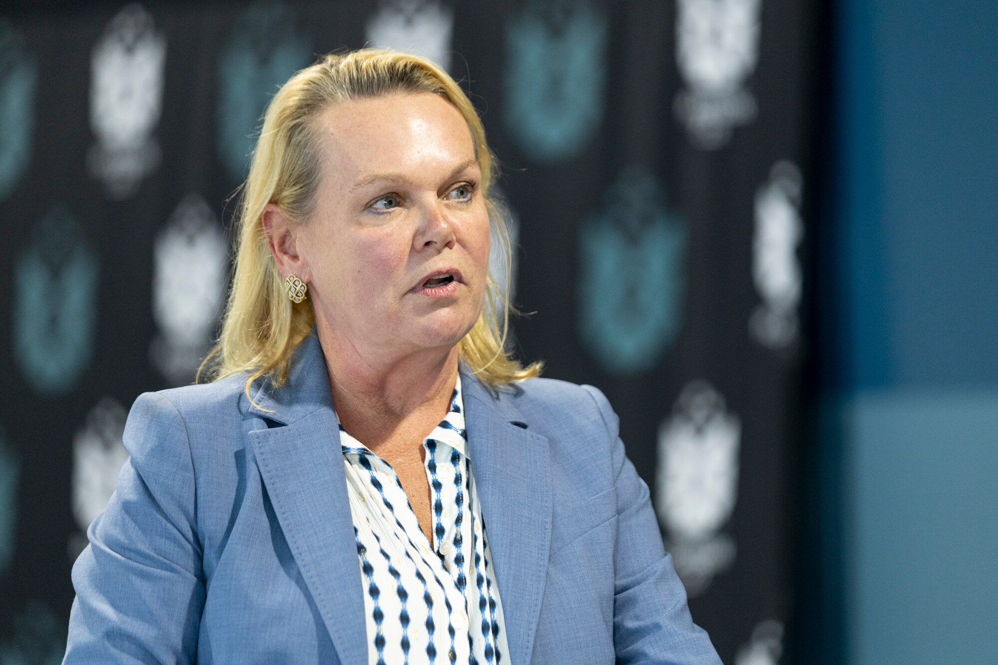 Congressional Candidate for Maryland’s 6th District April McClain Delaney speaks to the crowd at the Women’s Empowerment Rally at Platoon 22 Veteran Services Center in Frederick, MD on Friday, September 13, 2024.