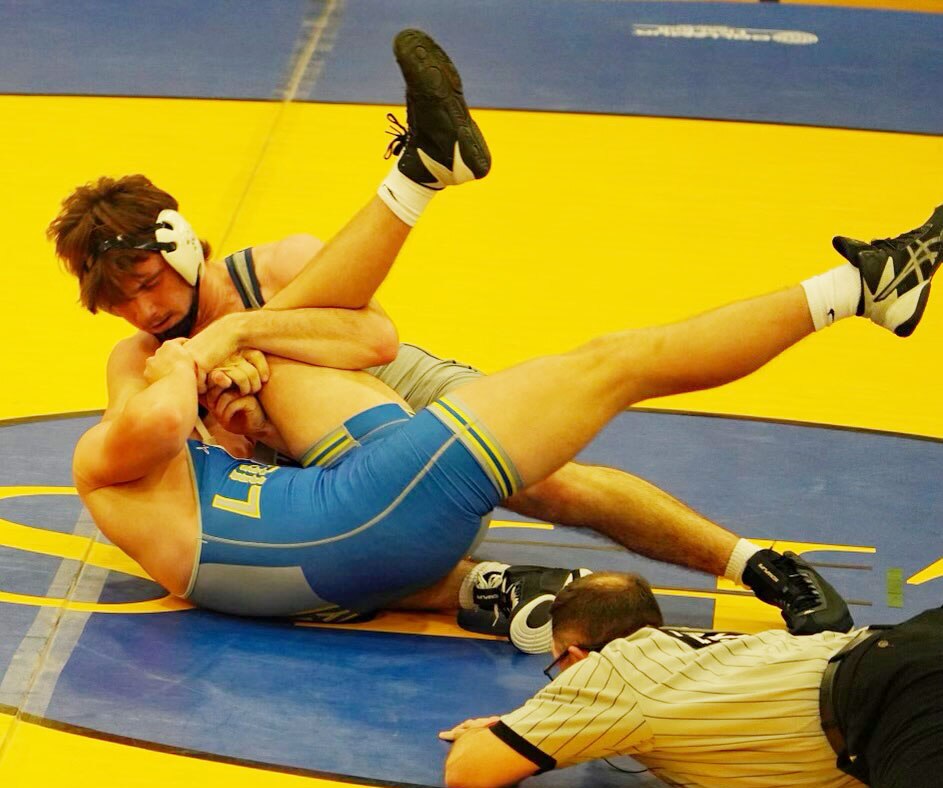 Manchester Valley's 170-pound senior Jake Boog (top, rear) looks to pin down his second straight Class 2A-1A state title this weekend at Show Place Arena in Upper Marlboro.